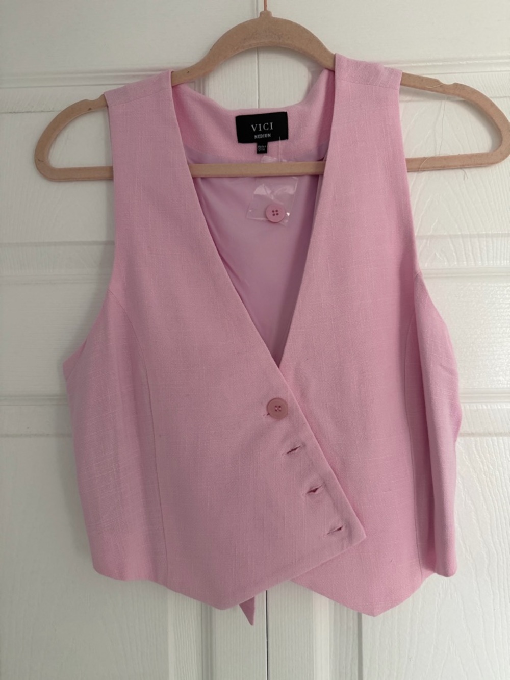 VICI Pink Tailored Sleeveless Button Vest